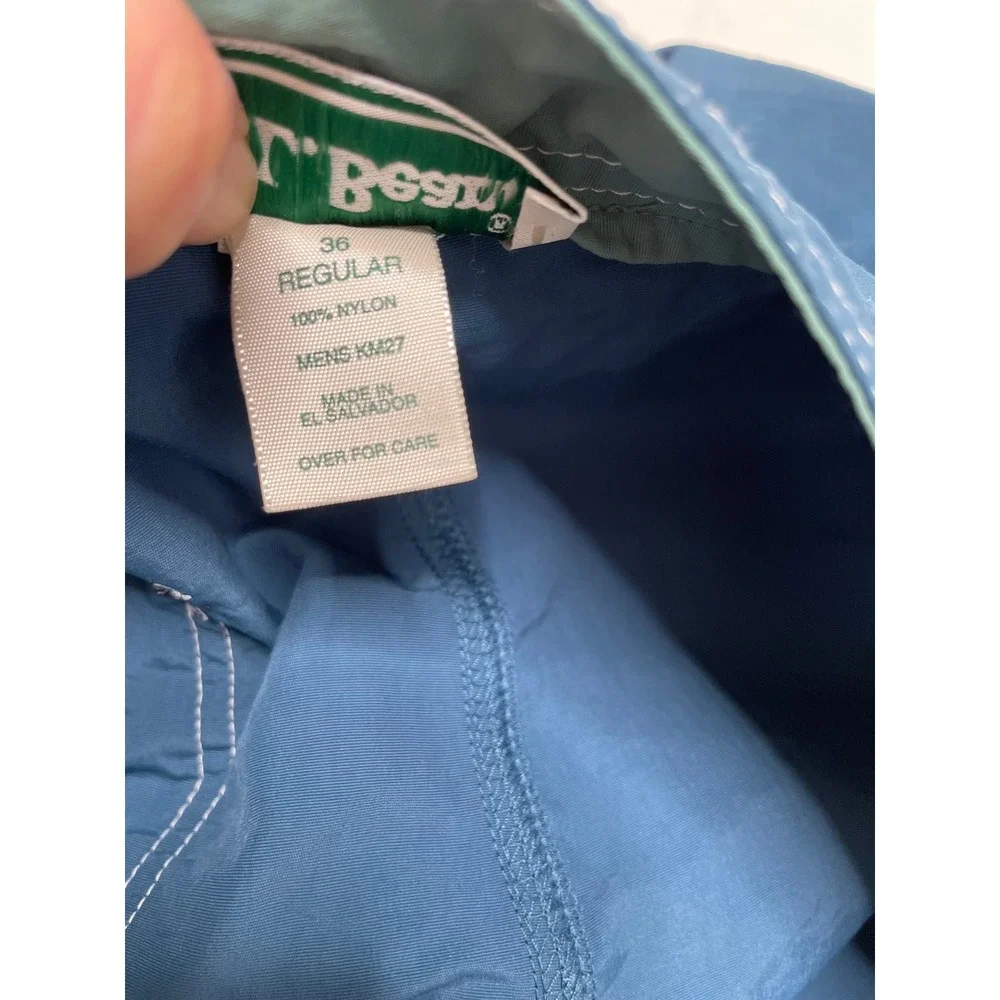 LL Bean Men 36 Blue Nylon Board Shorts Swim Trunks Vacation Paddle Board Fishing